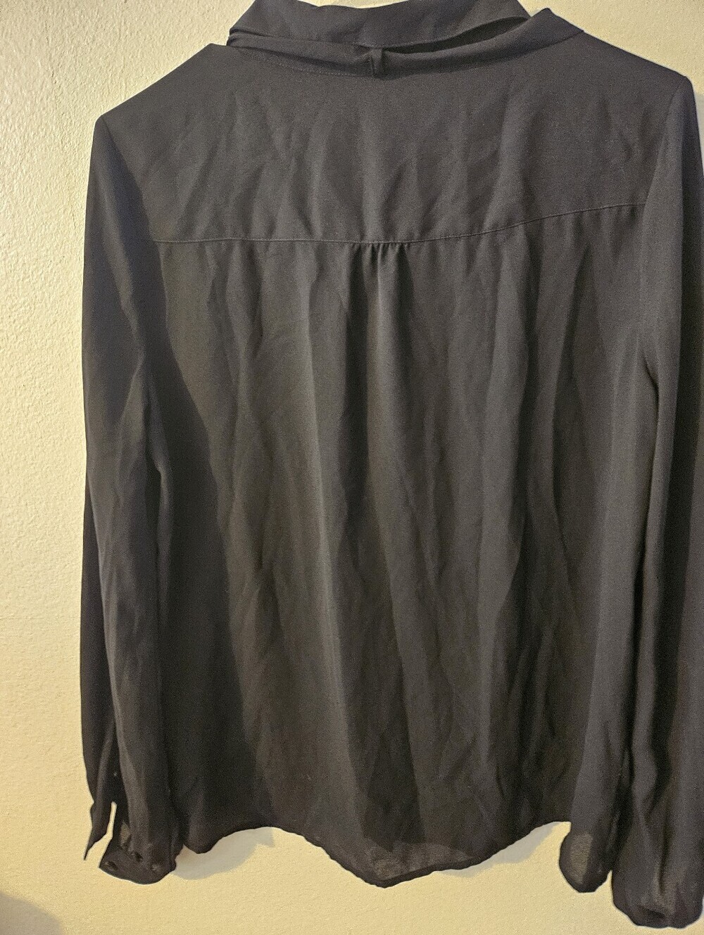Express Womans Sheer Long Sleeve Black Blouse Size M - Picture 5 of 12